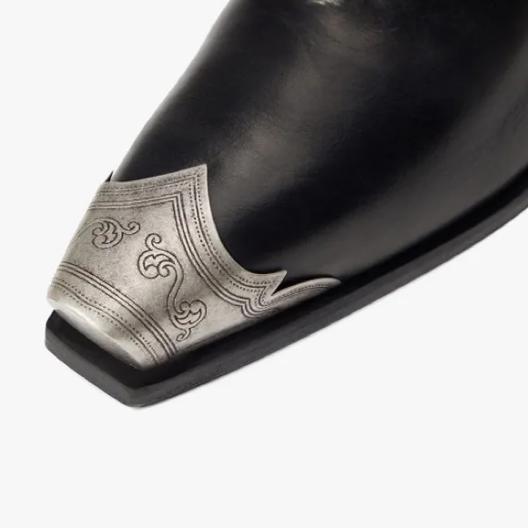 Free People Black Leather Boots with Silver Accent - Picture 5 of 16